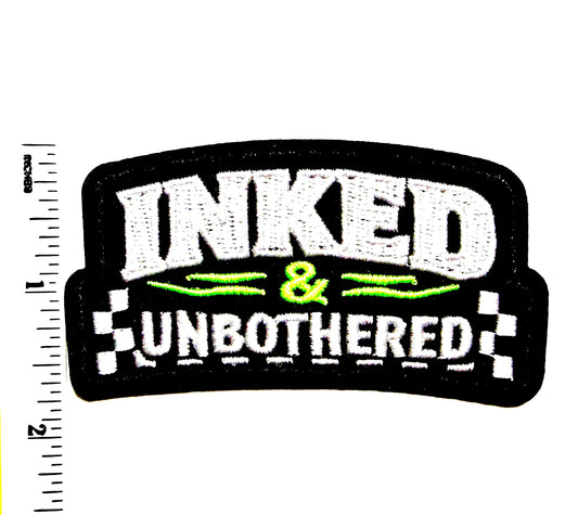 Inked & Unbothered - Embroidered Iron on patch with neon colors 3.25”