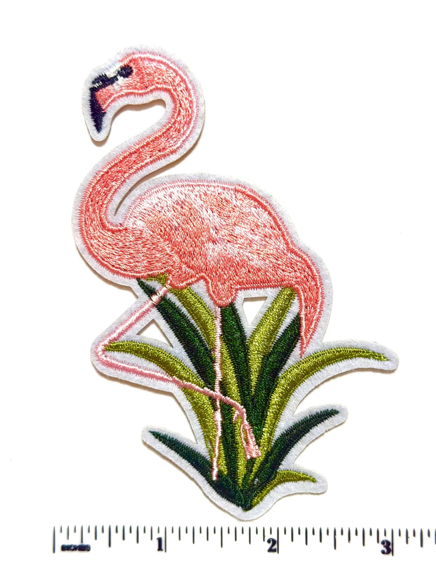 Pink Flamingo Patch – Embroidered Iron-On Summer Applique