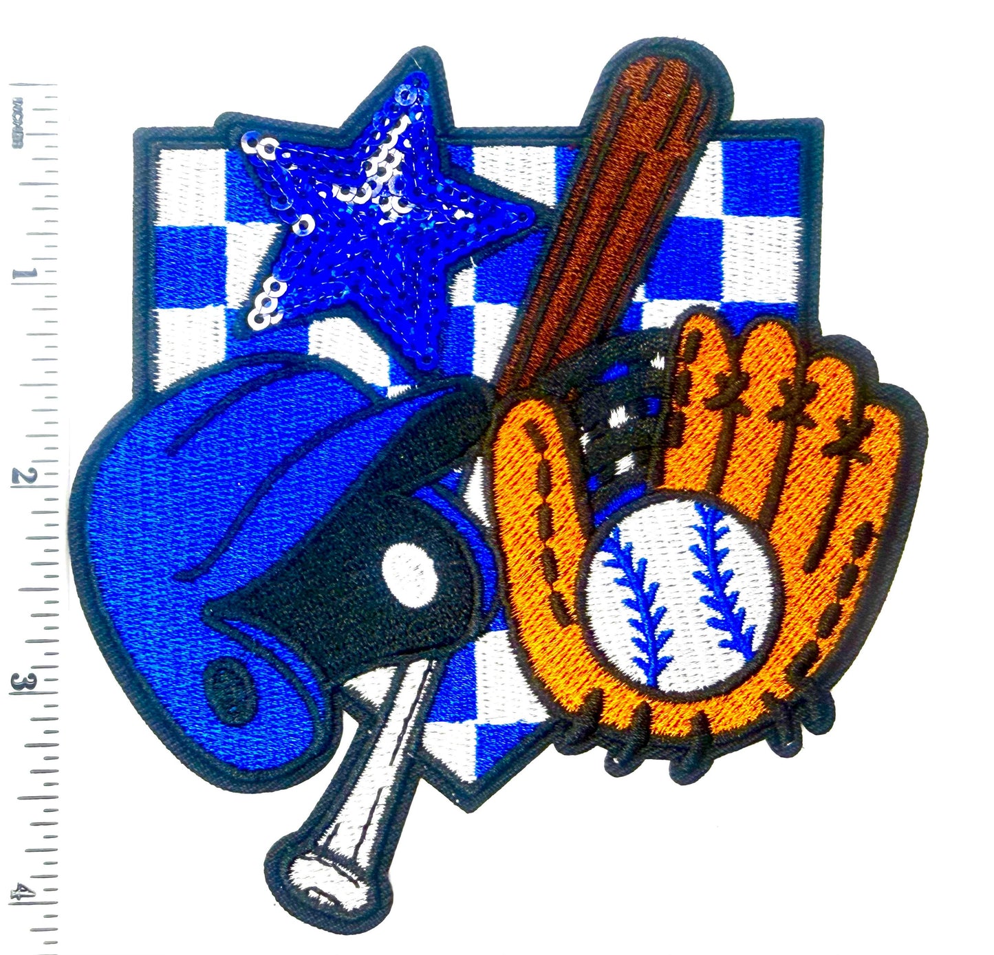 Baseball bat, helmet, glove 4”