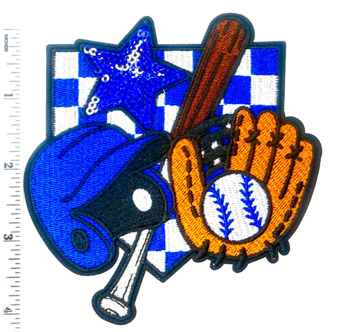 Baseball bat, helmet, glove 4”
