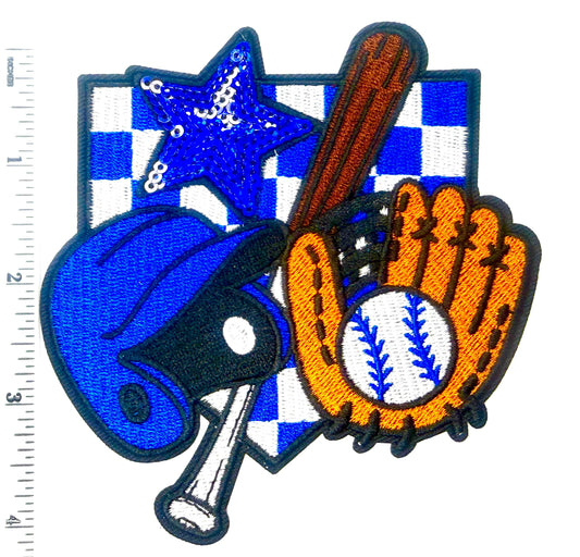 Baseball bat, helmet, glove 4”