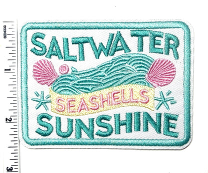 Saltwater, seashells, sunshine – Embroidered Iron On Patch 3”