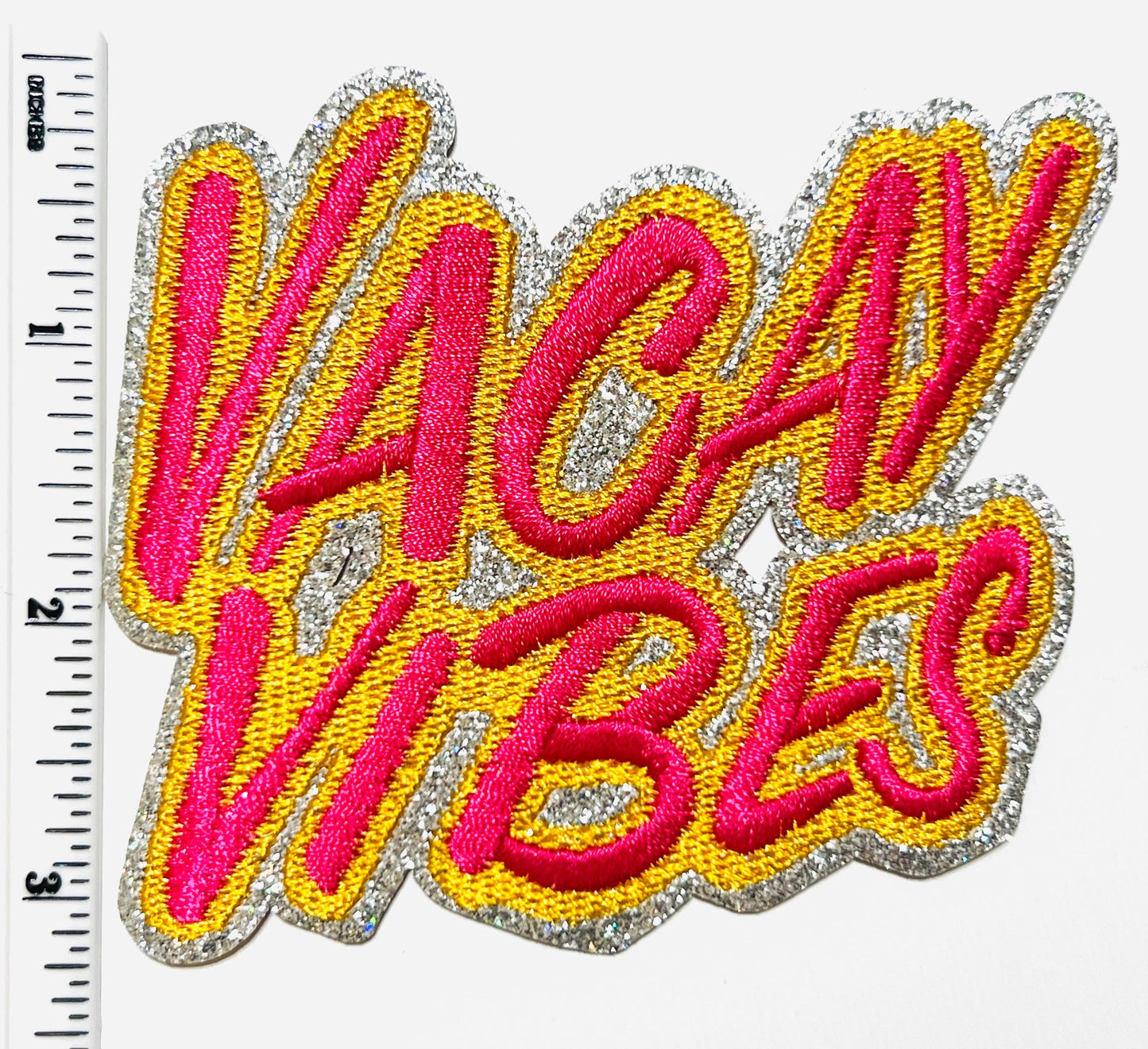 Vacay Vibes with silver glitter 3.5”