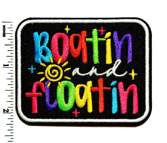 Boatin and Floatin in neon colors  Embroidered Patch – DIY Iron-On Applique 3"