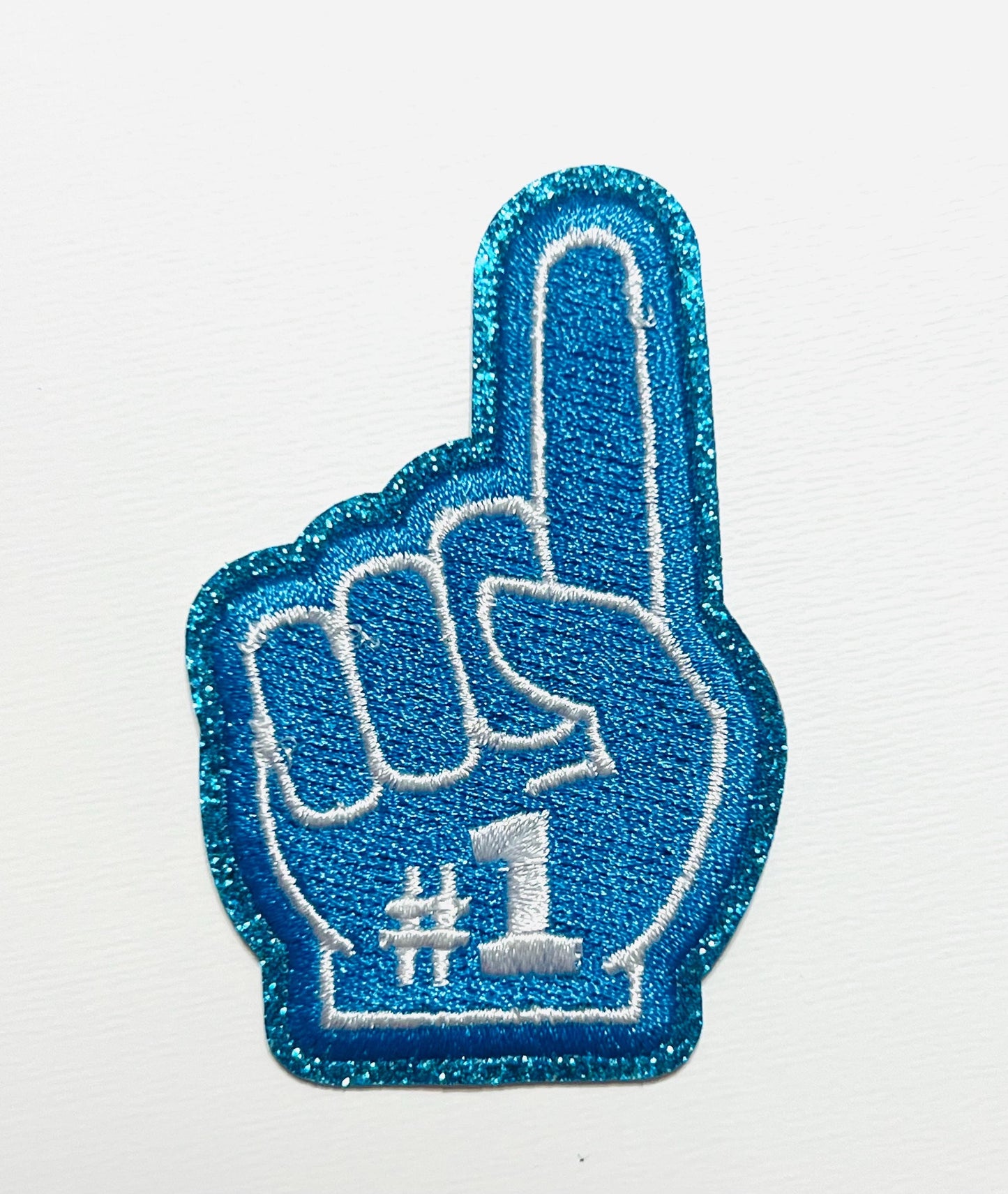 Finger #1 - Embroidered Iron on patch with glitter