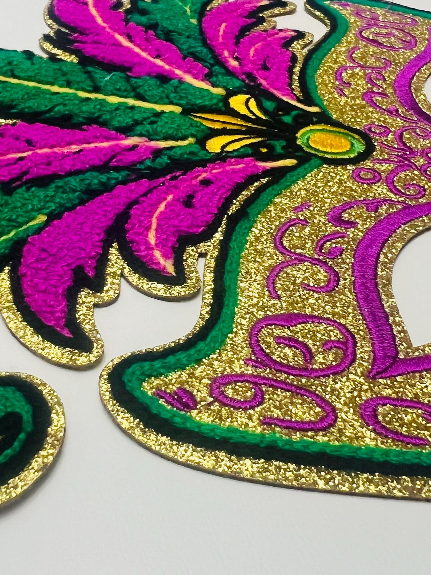 Mardi Gras mask 10” Chenille & glitter