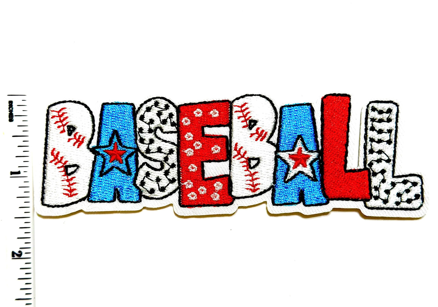 Baseball word Patch – Embroidered DIY Iron-On Applique