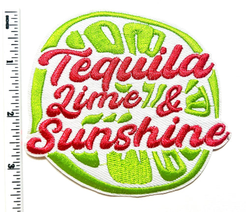 Tequila Lime & Sunshine neon colors - Embroidered iron on patch 4”