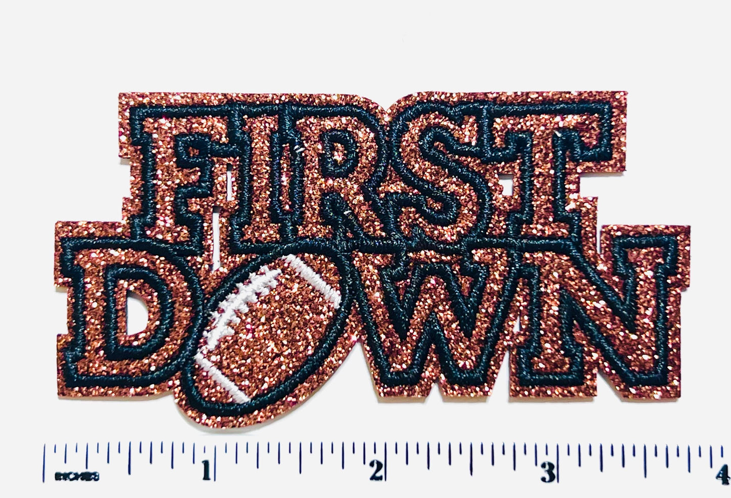 First down patch - Embroidered Iron on patch witth glitter