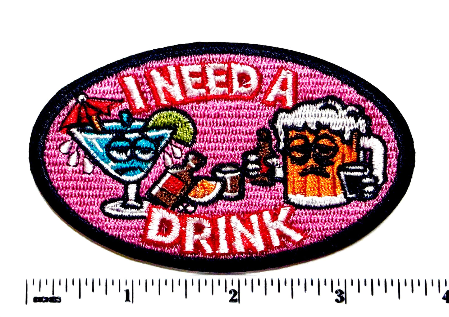 I need a drink patch - Embroidered DIY Iron on patch