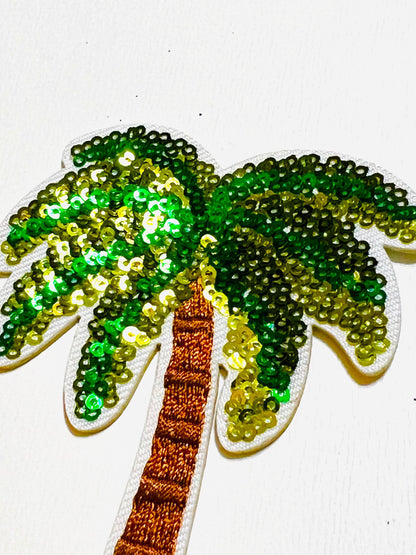 Palm Tree patch 3” Sequins & Embroidered
