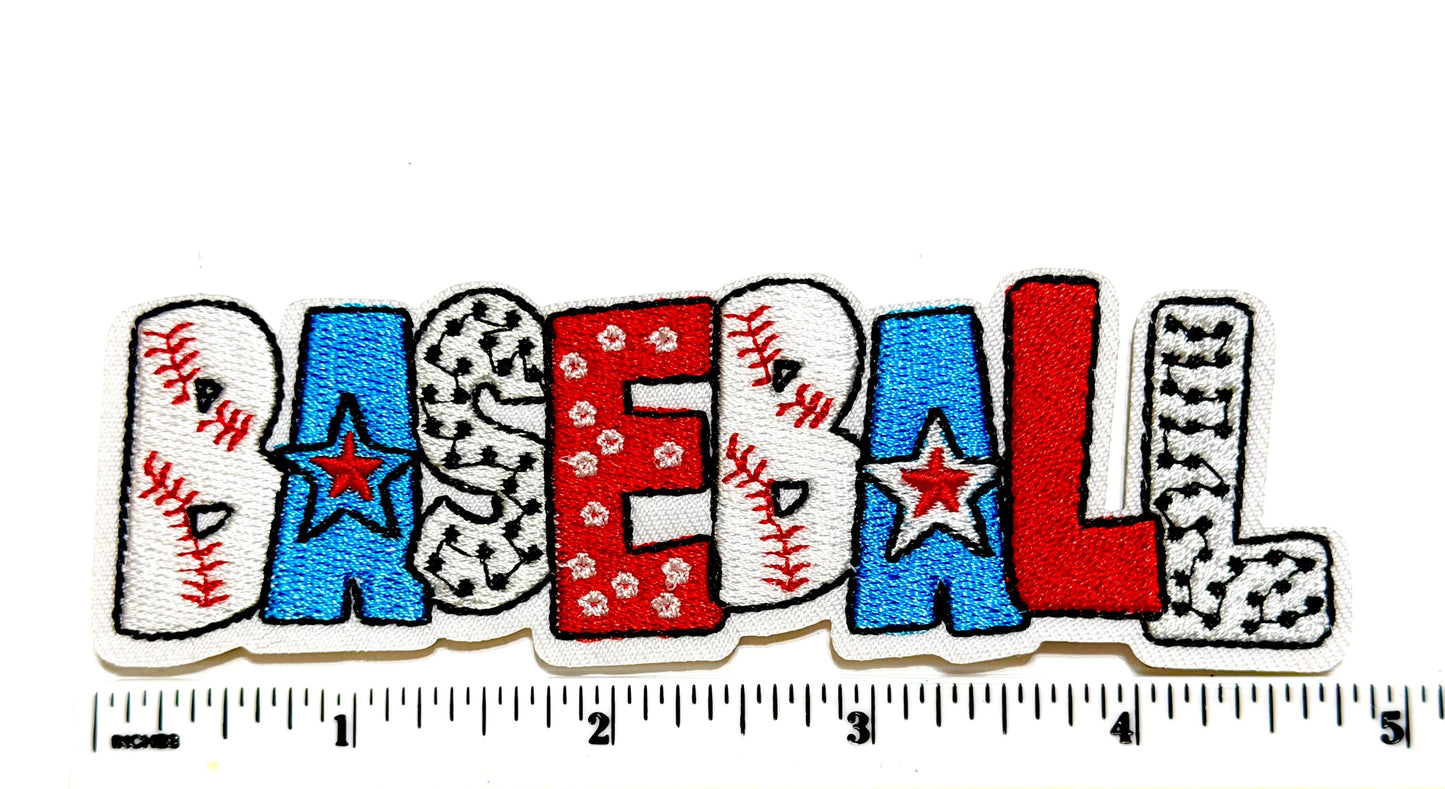 Baseball word Patch – Embroidered DIY Iron-On Applique