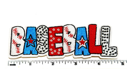 Baseball word Patch – Embroidered DIY Iron-On Applique