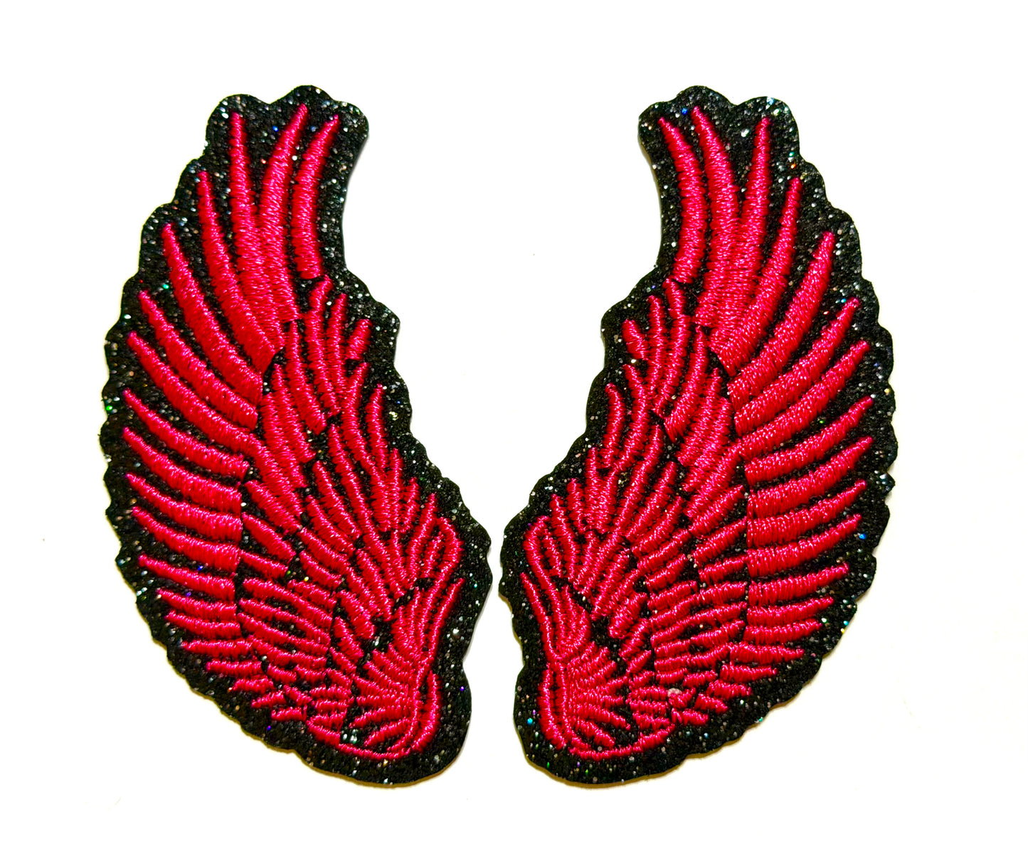 Angel Wings Patch Set - Embroidered Iron On Patch with Glitter outline 3.5”