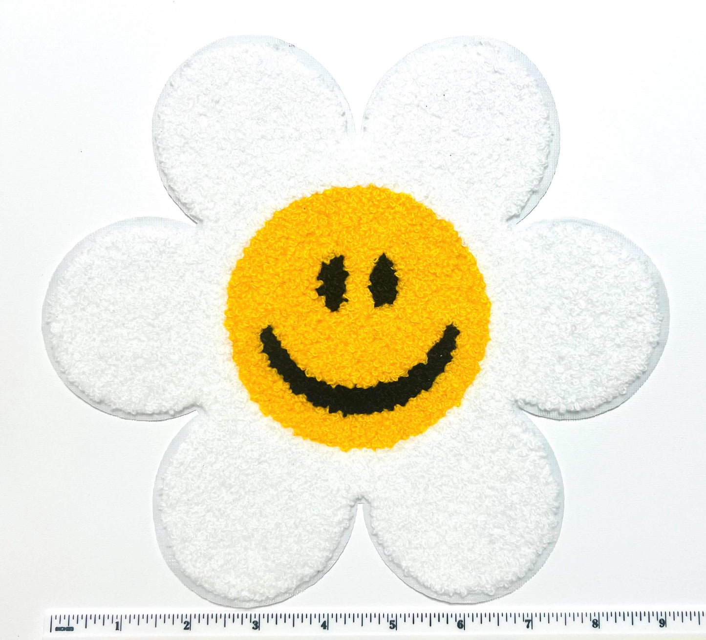 Daisy Smiley Face Patch - 9” Chenille