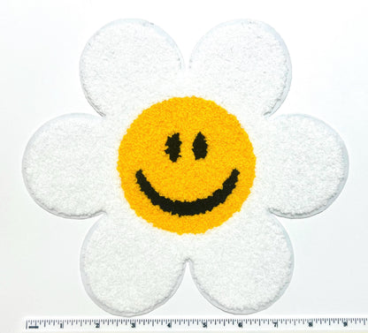 Daisy Smiley Face Patch - 9” Chenille