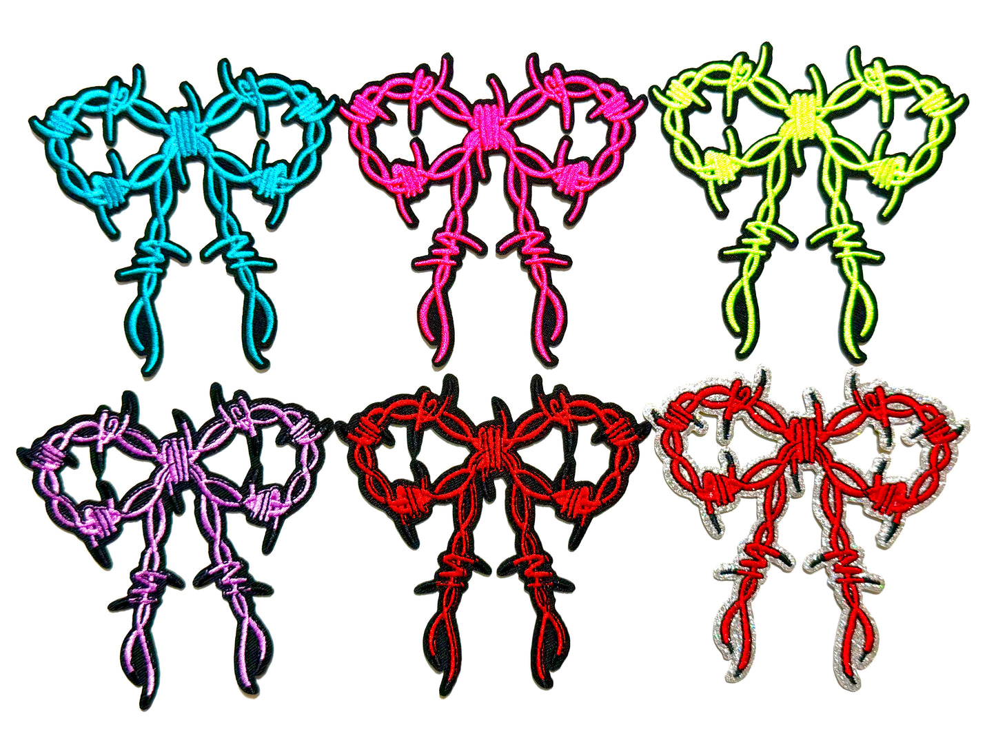 Barbed Wire Bows - Embroidered Iron on Patches 4”