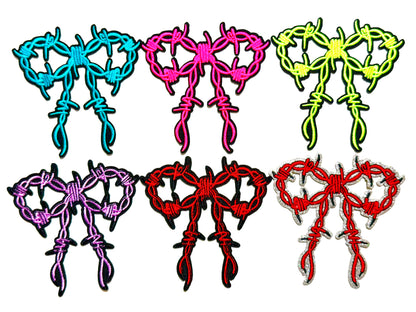 Barbed Wire Bows - Embroidered Iron on Patches 4”