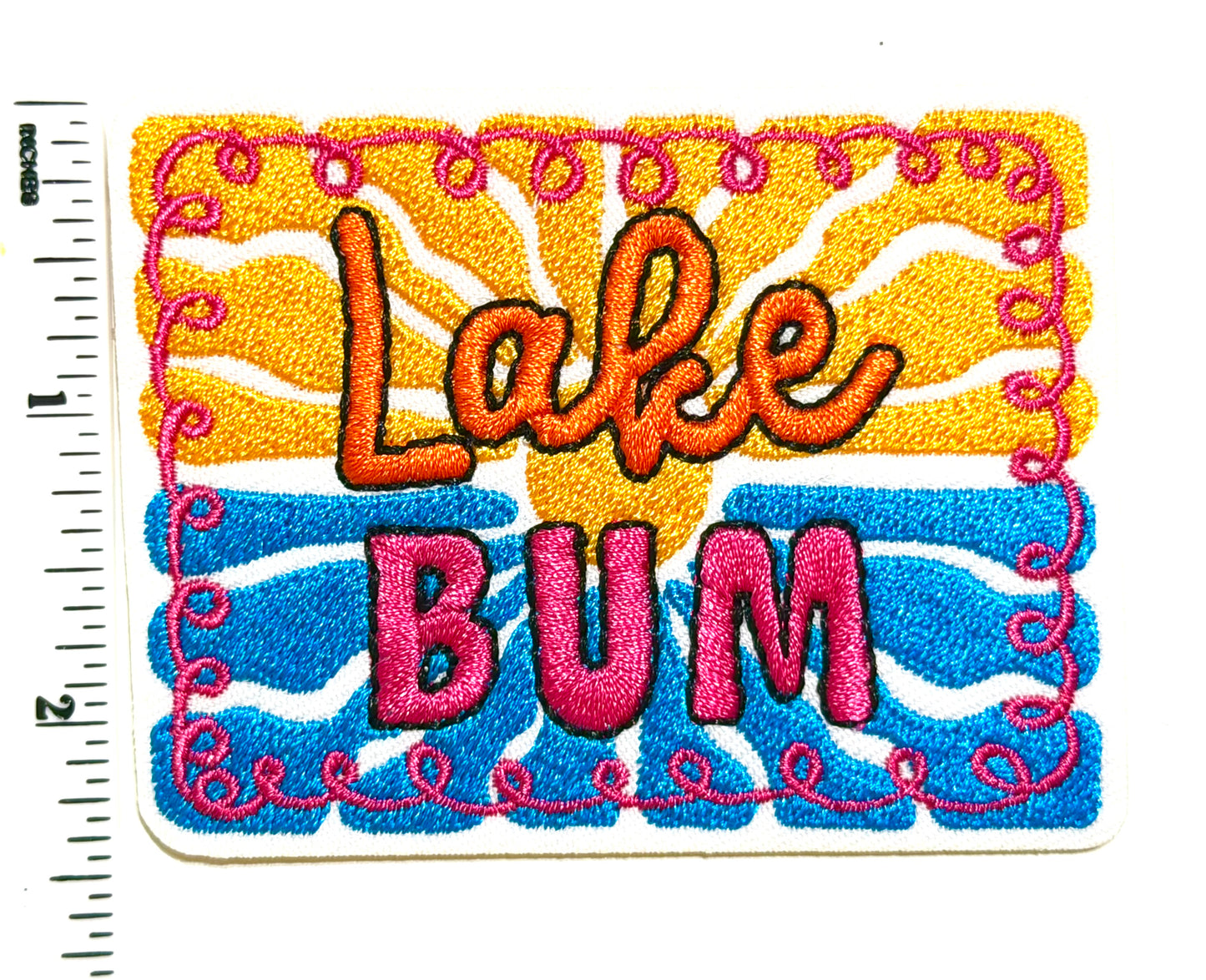 Lake Bum patch- Embroidered DIY Iron on patch 3.25”