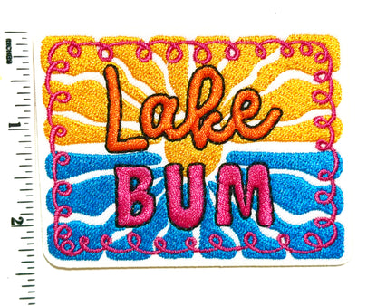 Lake Bum patch- Embroidered DIY Iron on patch 3.25”