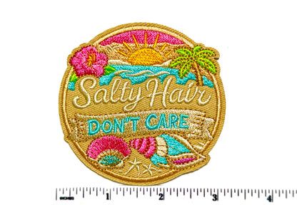Salty Hair, Don’t Care patch - Embroidered Iron On Patch 3”
