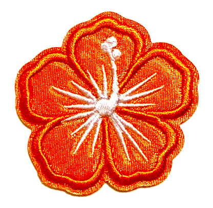 Hibiscus Flowers - Embroidered Iron On Patches 2”