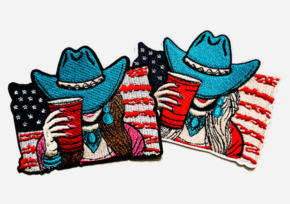 Country girl American flag patches - Embroidered DIY Iron on patches