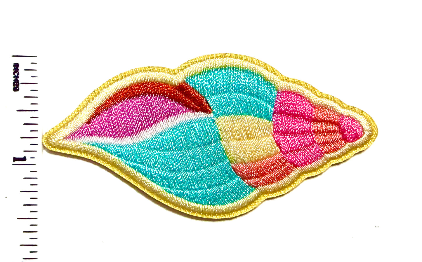 Colorful Seashell patch – Embroidered diy Iron-On Applique 2.75”