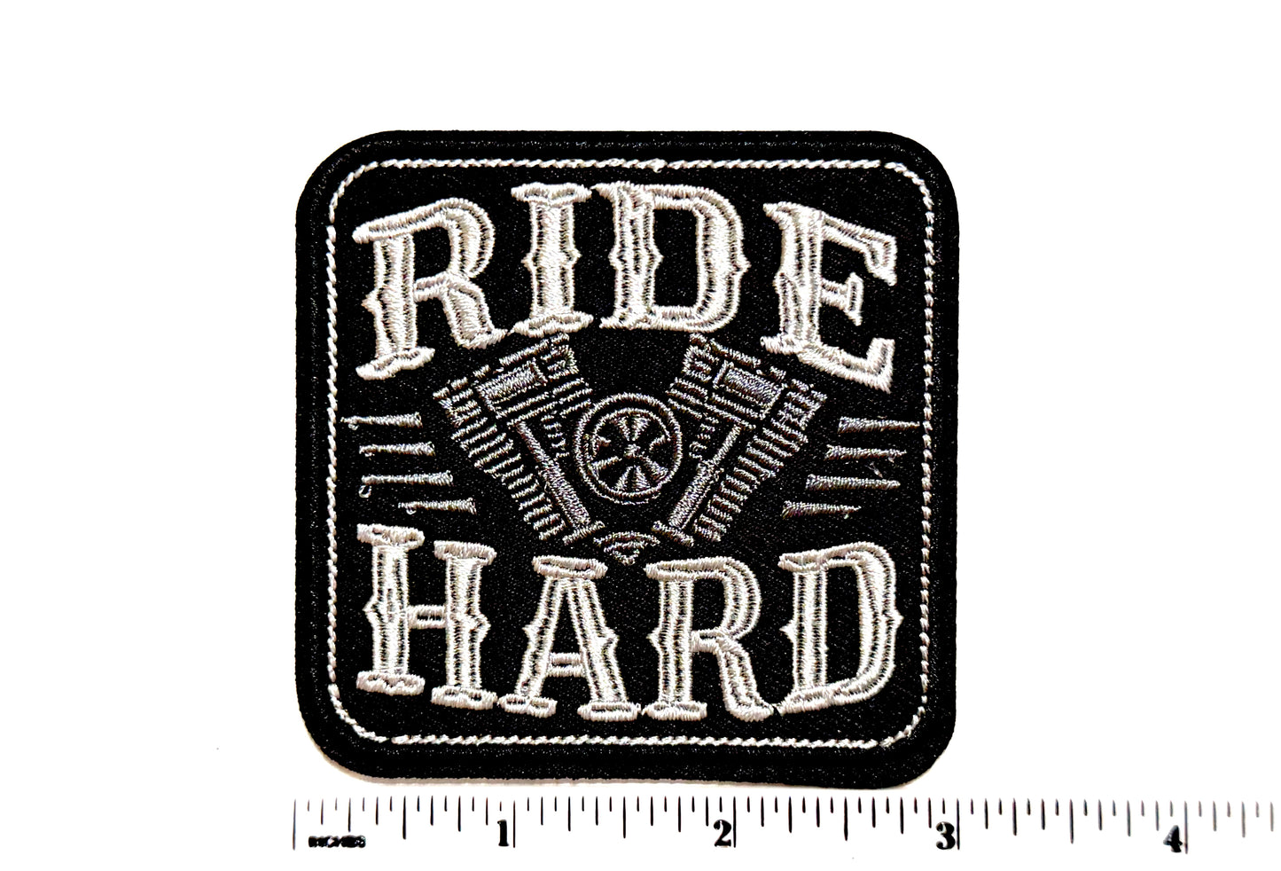Ride Hard biker patch - Embroidered Iron On Patch 3”