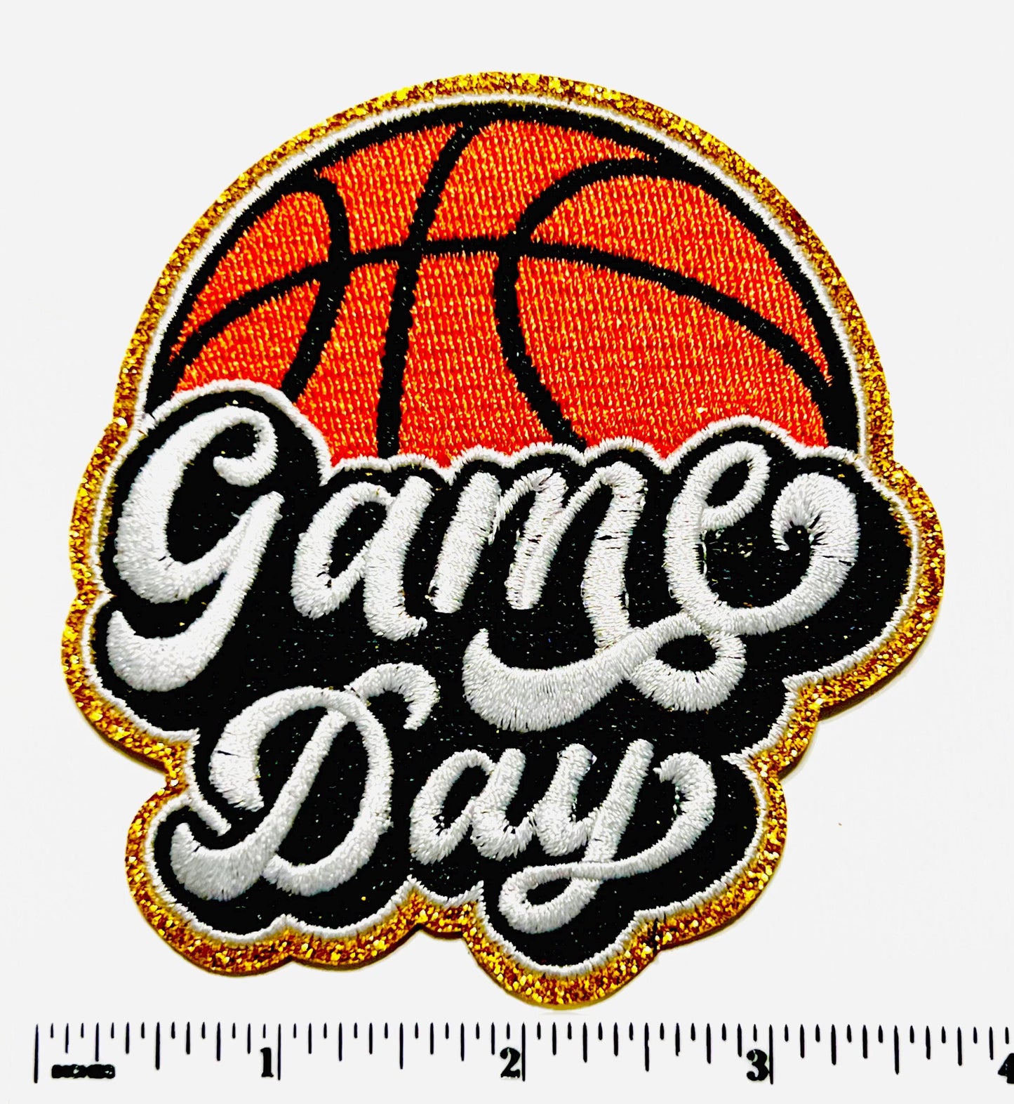 Basketball patches - Embroidered DIY Iron on patches with gold glitter