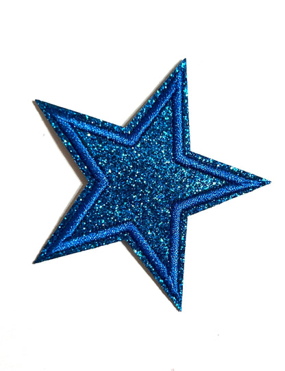 Glitter Stars blue, hot pink or black - Iron on patches