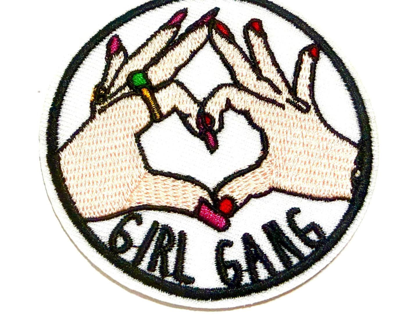Girl Gang with hand heart patch - Embroidered Iron on patch