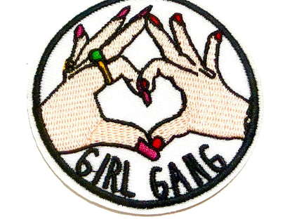 Girl Gang with hand heart patch - Embroidered Iron on patch