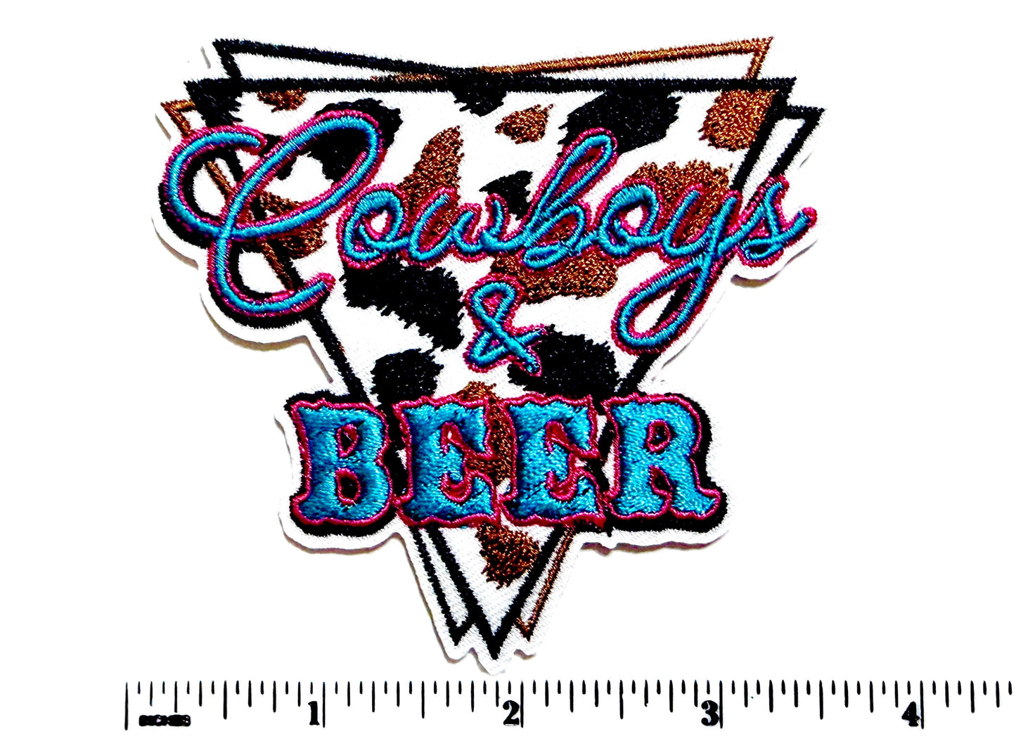 Cowboys & Beer cow print Embroidered Patch - Iron On Applique