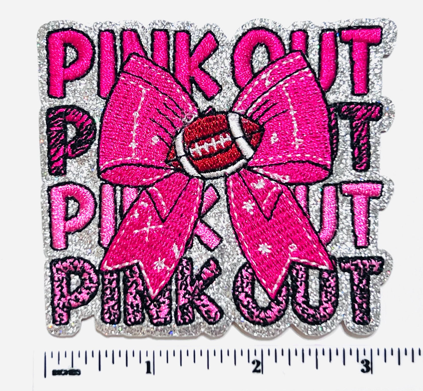 Pink Out breast cancer awareness football patch - Embroidered Iron on patch