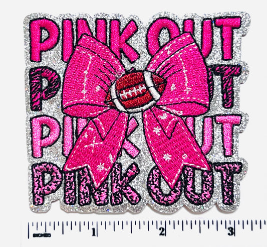 Pink Out breast cancer awareness football patch - Embroidered Iron on patch
