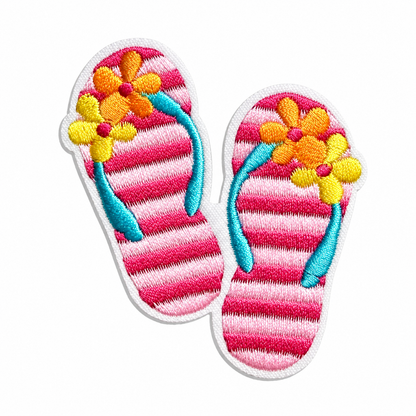Colorful flip flops diy patch summer - Embroidered Iron on patch 2.75”