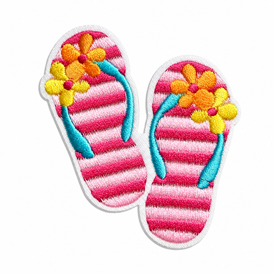 Colorful flip flops diy patch summer - Embroidered Iron on patch 2.75”