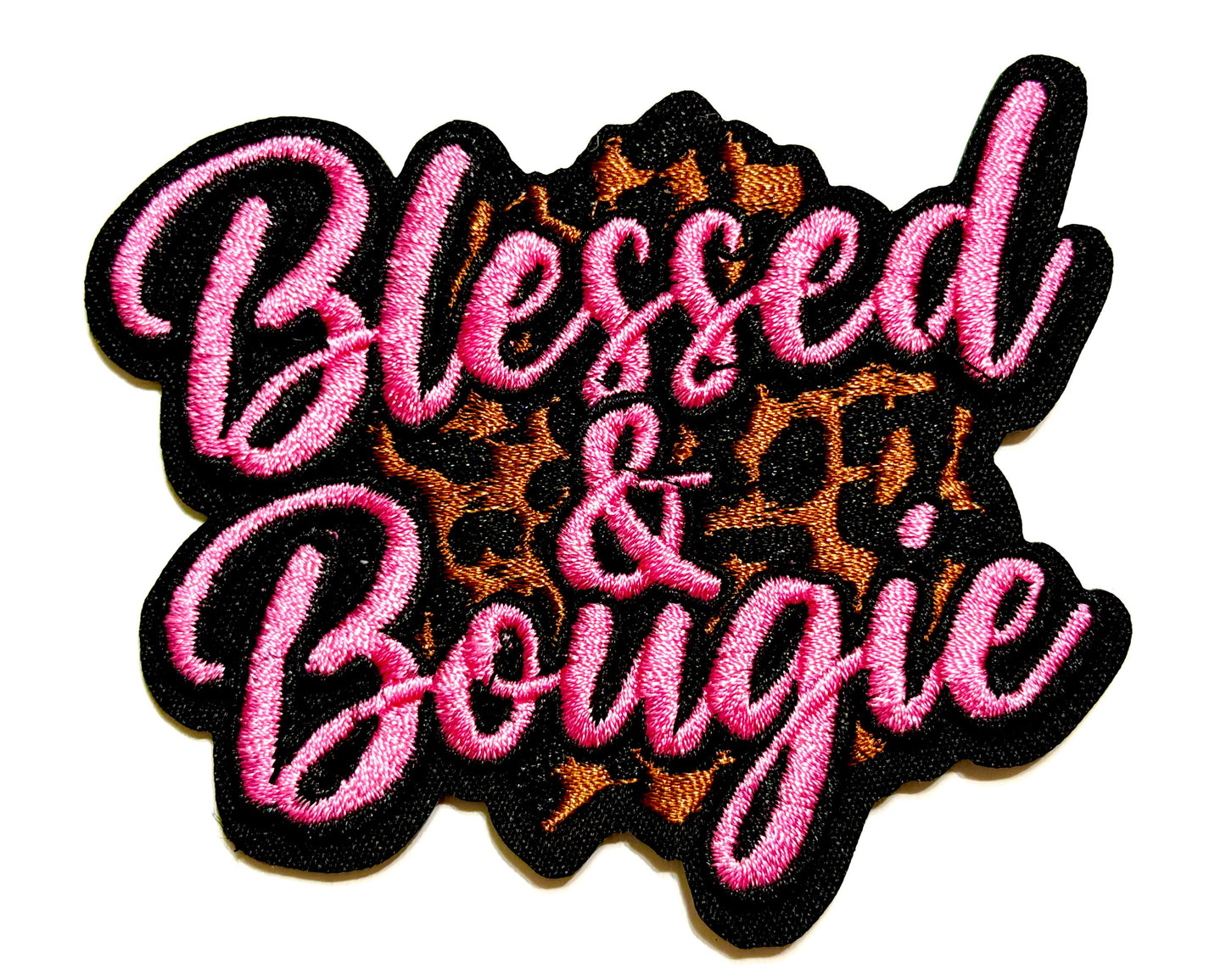 Blessed and Bougie patches multiple colors to choose from - Embroidered Iron on patches 3”