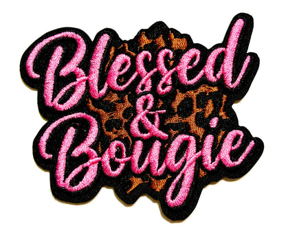 Blessed and Bougie patches multiple colors to choose from - Embroidered Iron on patches 3”