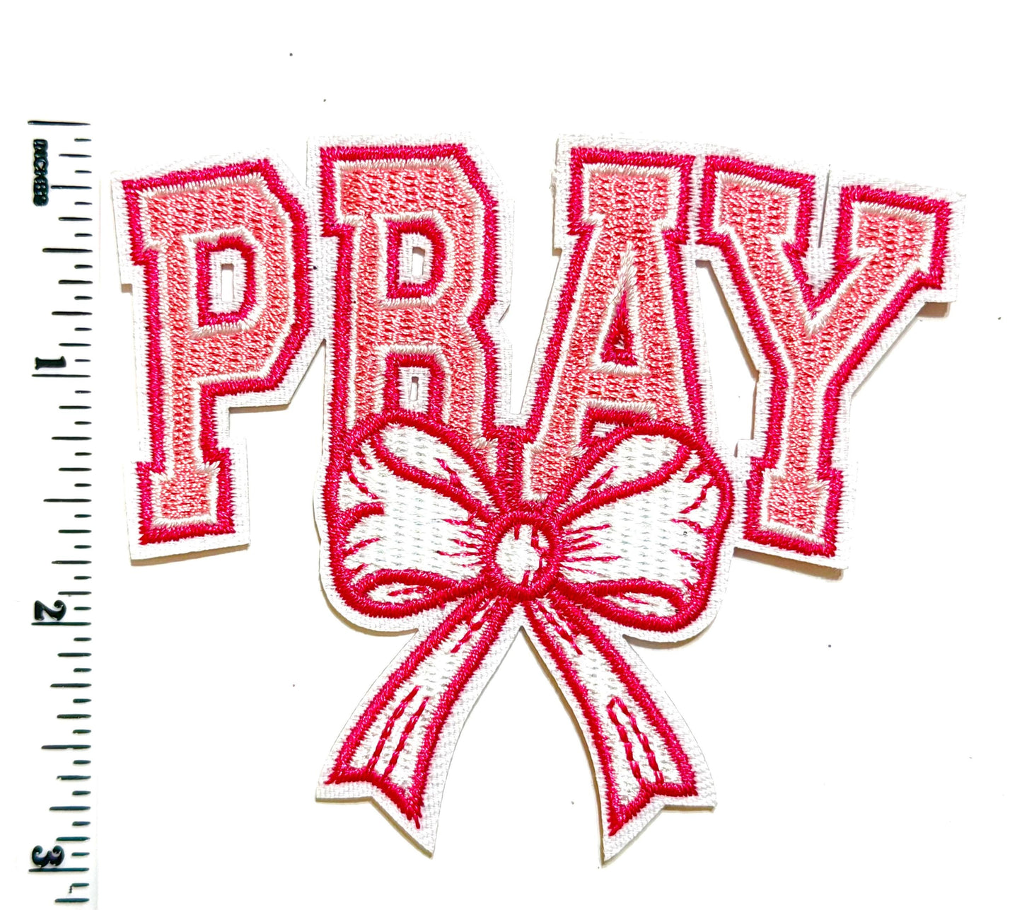 Pray with bow patch - Embroidered DIY Iron on patch