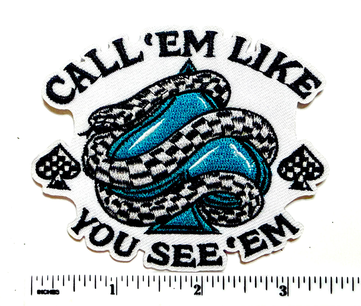 Checkered Spades Snake Patch – Iron On DIY Applique - Call ‘em like you see ‘em