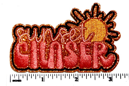 Sunset Chaser patch - Embroidered DIY Iron on patch with glitter