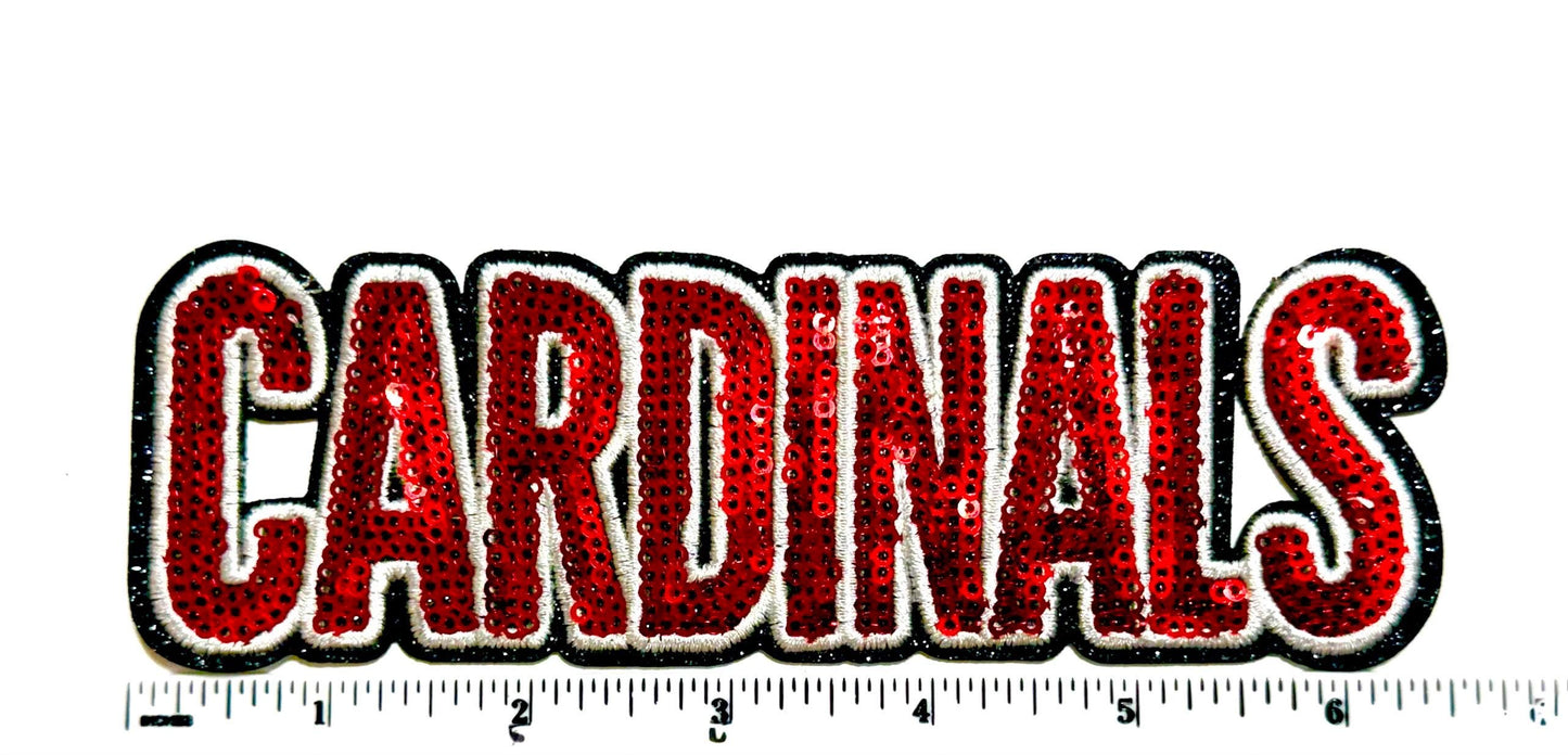 Cardinals - Red Sequins Iron On Patch 6.5" Wide
