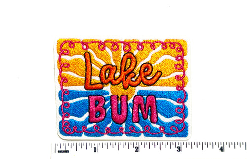 Lake Bum patch- Embroidered DIY Iron on patch 3.25”