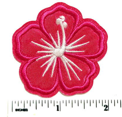 Hibiscus Flowers - Embroidered Iron On Patches 2”