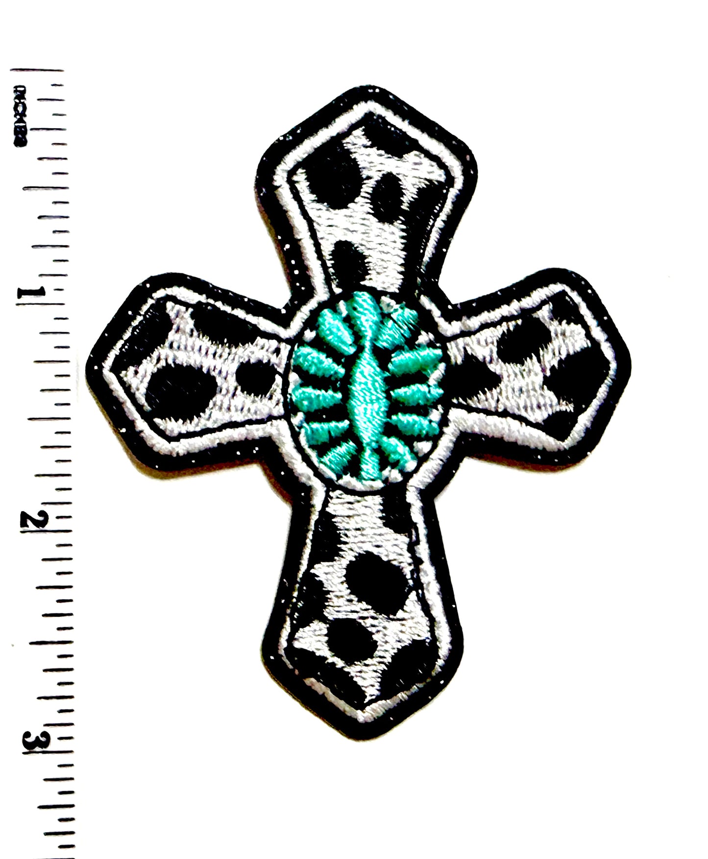 Turquoise Crosses - Embroidered Iron On Patches 3”