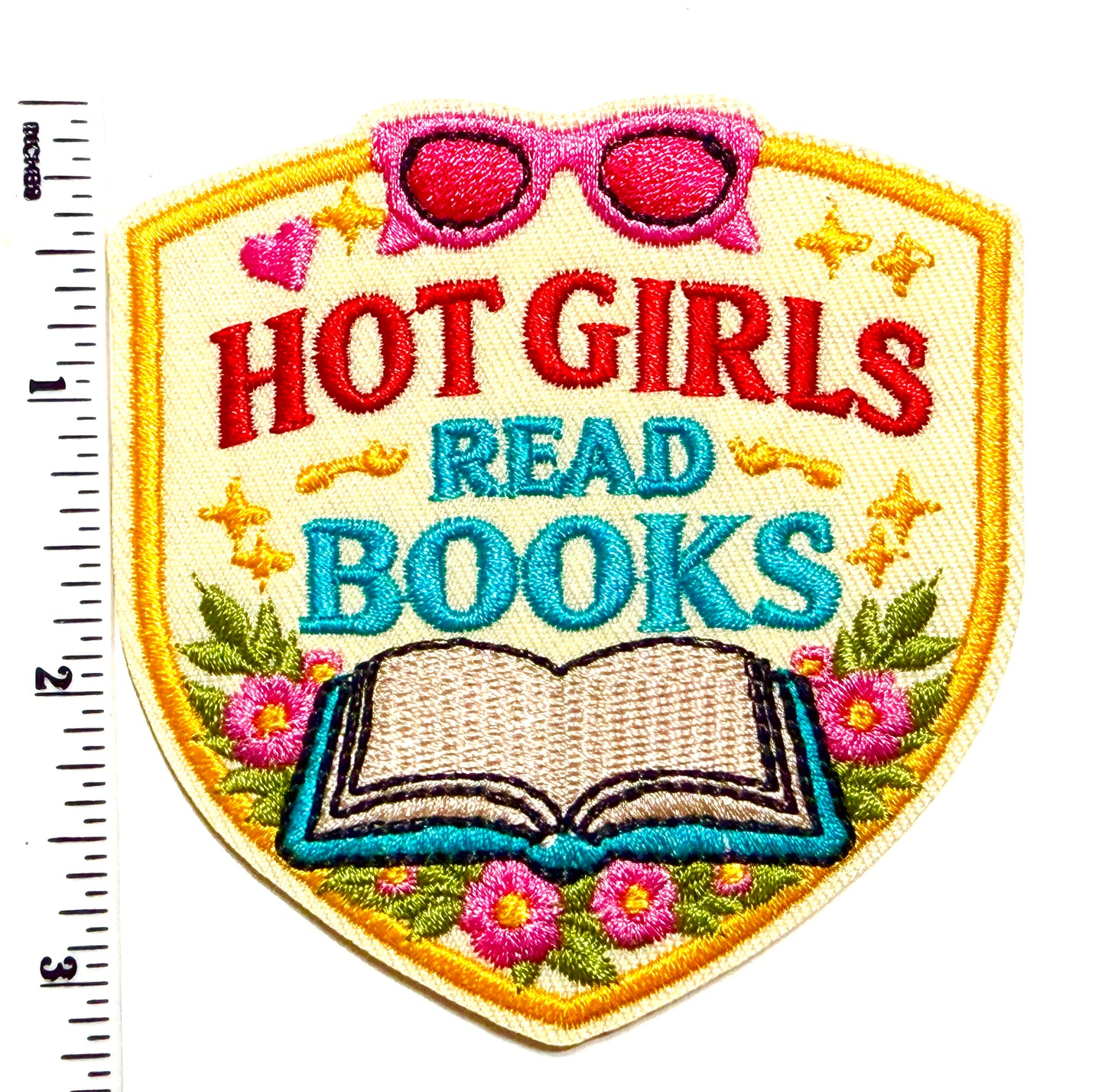 Hot Girls Read Books patch - Embroidered Iron On Patch 3.25”