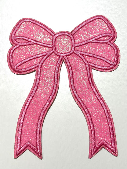 Bow with ribbon - Glitter Iron on patches