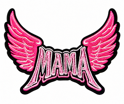 Mama Wings patch - Embroidered Iron On Patch with Glitter 4”